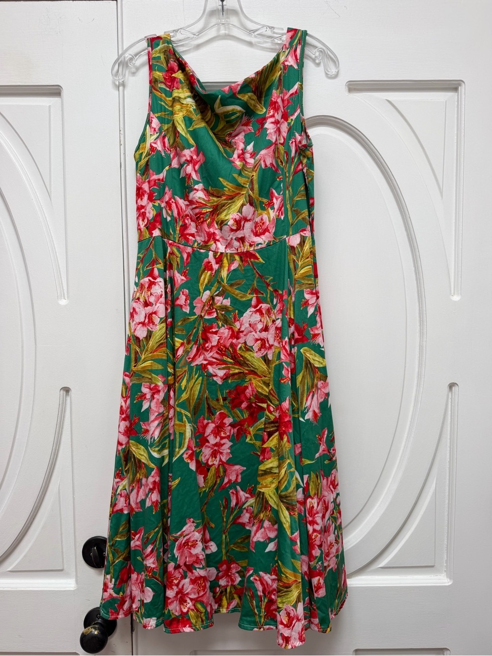 Hearts & Roses Pinup Rockabilly Floral Midi Dress 14 - Picture 6 of 6
